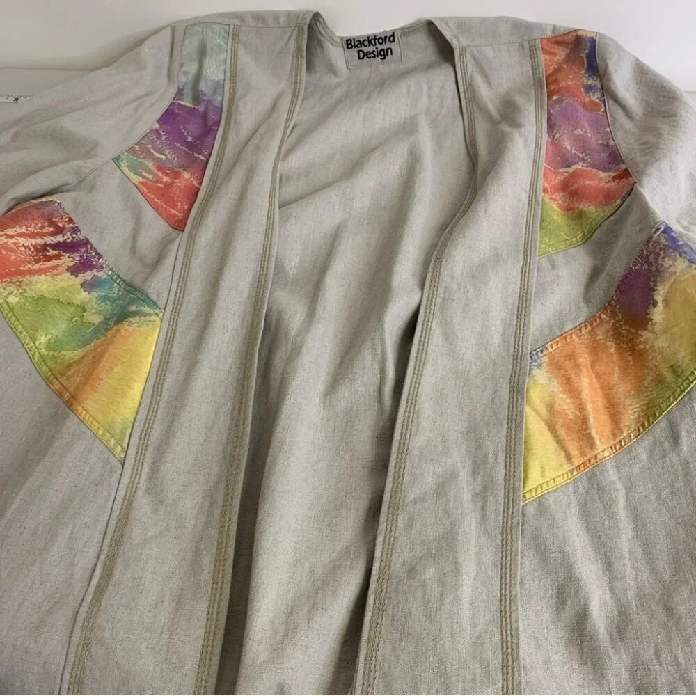 Blackford Design Lagenlook Cotton Linen Blend Open Front Cardigan One Size - Picture 6 of 11